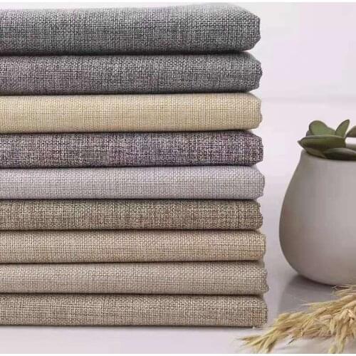 100%polyester linen solid fabric for sofa pillow tablecloth background clothplain upholstery fabric sewing materials for cushion