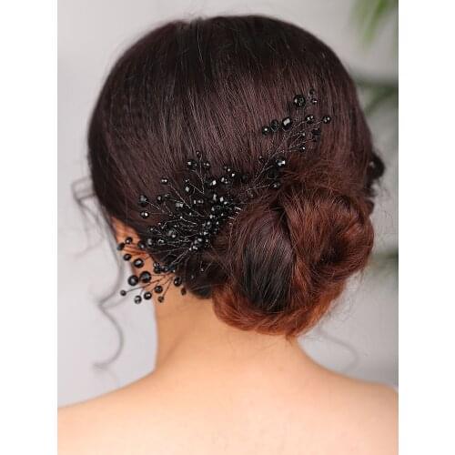 Vintage Wedding Hair comb Black Crystal Headpieces Handmade Chic Headwear for women Bridal Hair Accessories Wedding headdress