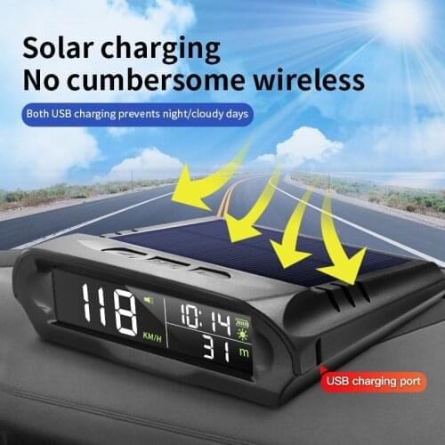 X98 Universal HUD Car Solar Digital Meter GPS Speedometer Overspeed Alarm Distance Altitude Display