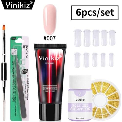 Yinkiz 6pcs Poly UV Gel Camouflage Nail Jelly Crystal Finger Extension Gel Acrylic Gel Hard Construction Gel set