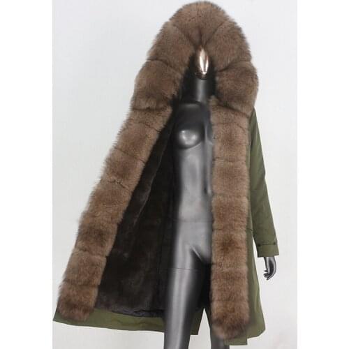 2021 Waterproof Parka Real Fur Coat X-long Winter Jacket Women Natural Fox Fur Collar Warm Outerwear Detachable Thick Warm