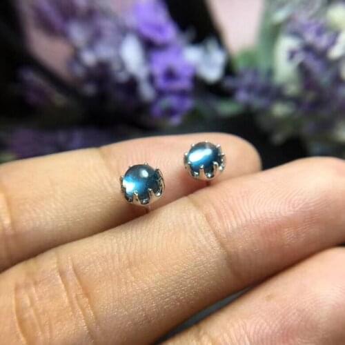 Natural blue topaz gem earrings S925 silver Natural gemstone earring women fashion Lovely round Bubble girl gift party jewelry