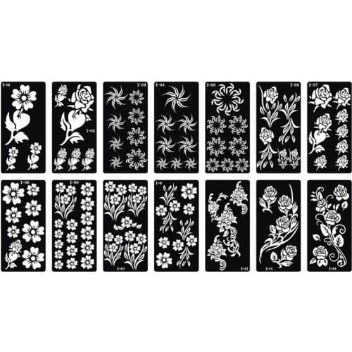 10pcs Tattoo Template Henna Painting Stencil Size 18.5x9.5cm Dedicated Multi Flower Models