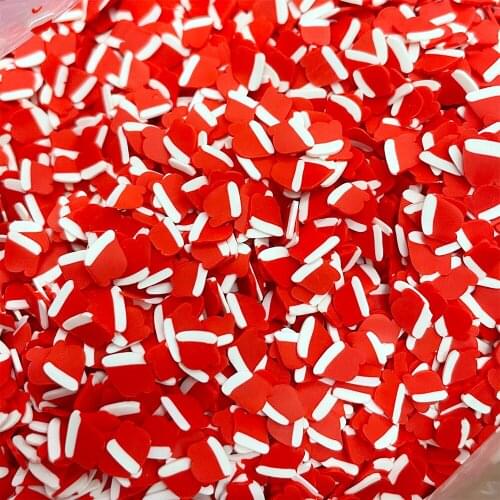 100g/lot Christmas Decoration Red Glove Slices Polymer Clay Sprinkles for Crafts Making DIY Slime Filling Nail Art Accessories