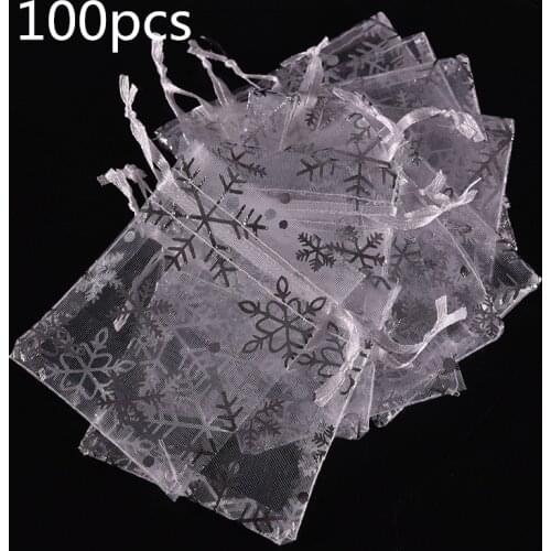 100Pcs White Jewelry Candy Organza Pouch Wedding Favor Gift Bag 7x9 Cm