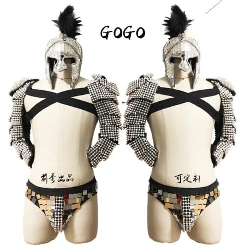 2020 Festival Outfit Men Roman Knights Cosplay Costume GoGo Dancer Costume Party Stage Handmade Mirror Costume Nightclub VDB742