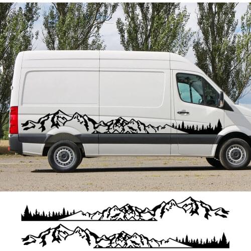 4Pcs/Lot Car Stickers Motorhome Camper Van DIY Stripes Mountain Graphics Decals For Volkswagen Crafter Tuning Accessories