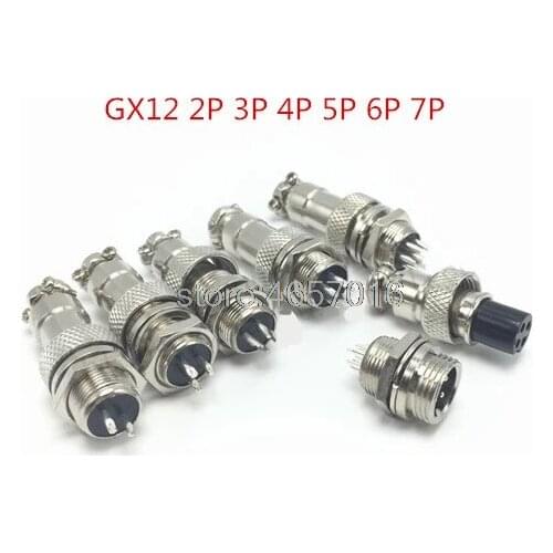 5pair Male & Female Diameter 12mm Wire Panel Connector GX12 2P 3P 4P 5P 6P 7P M12 circular connector Socket Plug