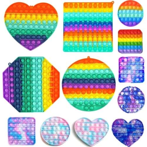 Anti-stress Fidget Toys Colorful Push Bubble Sensory Stress Reliever Big Size Fidget Toy For Autism Adult Children Relief Gift
