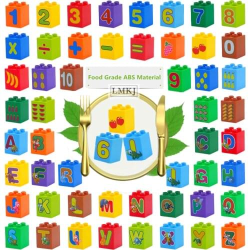 DIY Bricks Accessories Number Letters Fruits Vegetables Big Size Building Blocks Kids Toys For Children Gifts