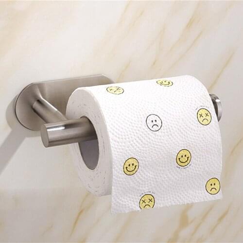 Household Toilet Roll Holder Self Adhesive Toilet Paper Holder for Bathroom Accessories Stick on Wall Stainless Steel Paper Rack