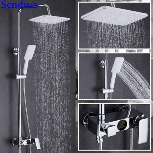 Senducs Digital Shower Set Brass Bathroom Shower Rain With Cheap Price Luxury Bathroom Shower System Digital Shower Set
