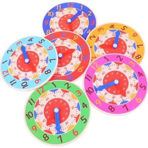 Colorful Clocks Children Montessori Wooden Clock Toys Hour Minute Second Cognition Toys for Kids Early Preschool Teaching Aids