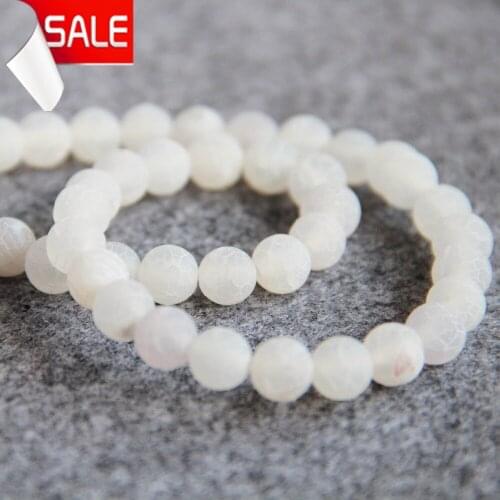 For Necklace 8mm Matting White Frosted Onyx Beads Round DIY Semi Finished Stone Ball Loose Carnelian 15inch Jewelry Making Gifts