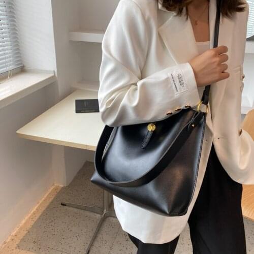 For Women 2022 Trend Branded Trending Shoulder Handbags and Purses 2 Pcs/set Large PU Leather Bucket Crossbody Composite Bags