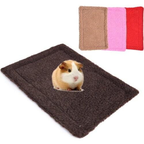 30X20CMDouble-sided Small Pet Warm Mat Plush Hamster Small Mat Guinea Pig Nest Mat Easy to Carry Rectangular Rabbit Bed Cushion