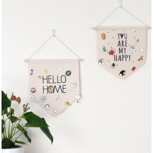 Display Pennant With Pin Enamel Lapel Pin Flag Blank Canvas Wall Banner Storage Badge Home Hanging Decorations