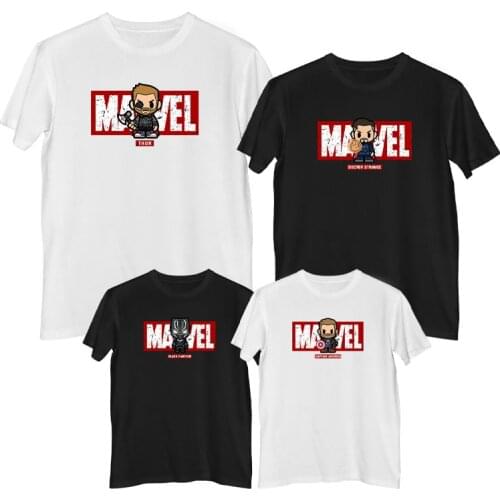 Marvel The Avengers Iron Man Captain America Thor Venom Black Panther Doctor Strange Spider Man T-shirt 100% cotton Mens Kids