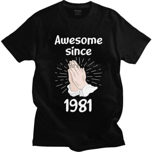 Male Praying Year 1981 T Shirt Short Sleeves Cotton Tshirt Fashion T-shirt Casual 40th Birthday Tees Slim Fit Apparel