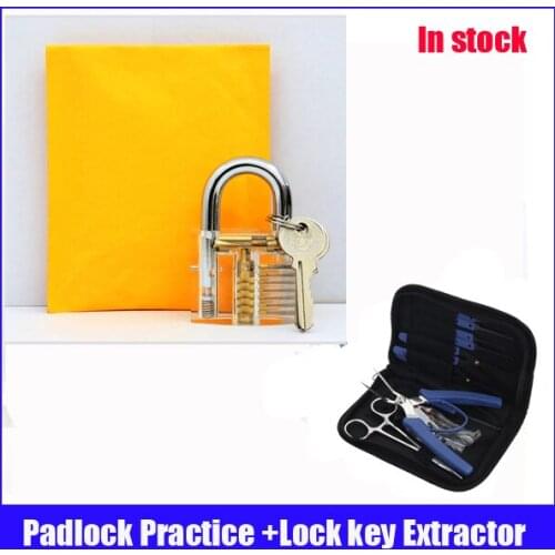 Hot sale padlock practice lock set with light blue Removal Extractor key lock broken locksmith tool Set
