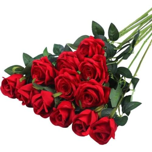 Artificial Flowers Red Roses Bridal Bouquet Wedding Decoration Fake Flowers Home Party Decor Father Day Gifts Valentines Day