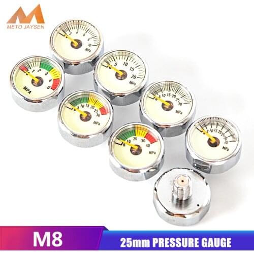 PCP Paintball Scuba Din Valve Regulator Pump Luminous Mini Air Pressure Gauge Manometre 10Mpa 30Mpa 40Mpa 1 Inch M8x1 Thread