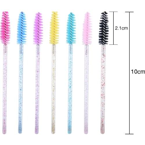 Tdance 50pcs/bag Crystal Rod Brush Eyelash Extension Cosmetic Spoolers Disposable Mascara Wands Disposable Eyelash Brush Tools