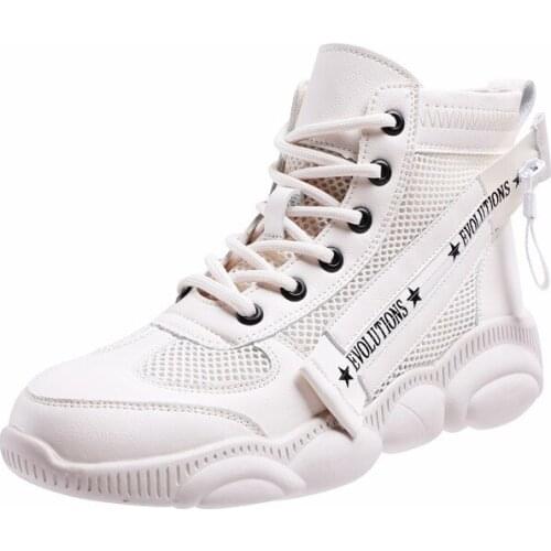 2019 Breathable Mesh High-top Sneakers Shoes Summer New Wild Womens Casual Mesh Flat Wild Sports Shoes