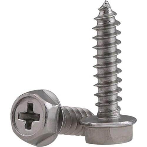 M3 M4 M5 M6 Flange Outer Hexagon Tapping Screw Cross Tapping 304 Stainless Steel