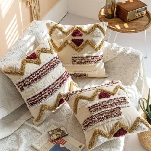 Morocco Tufting Pillow Case Nordic Geometric Back Pillows Cushion Cover Pillowcase Holiday Decorations for Home Office 45*45cm