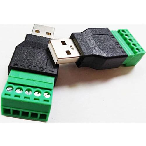 NCHTEK USB 2.0 Type A Male to 5Pin Screw w/ Shield Terminal Plug Adapter Connector/Free Shipping/2PCS