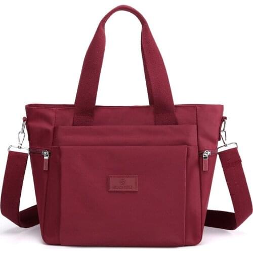 2021 New Women Large Capacity Nylon Handbags Waterproof Shopping Shoulder Bag Multi-Pocket Solid Casual Tote Bags