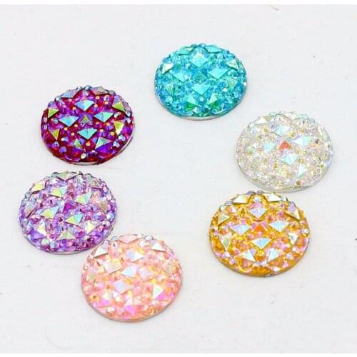 New 24Pcs 16mm Pineapple Face Design Flatback Resin Dotted Round Rhinestone Cabochon Gems, Rhinestone For DIY Jewelry Making