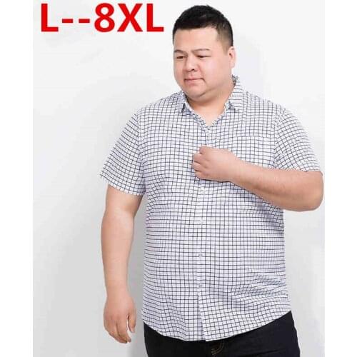 Plus size 10XL 8XL 6XL 5XL 4XL New Arrival Summer Style Mens Short Sleeve Shirts Plaid Casual Fashion Shirts Loose Fit BIG