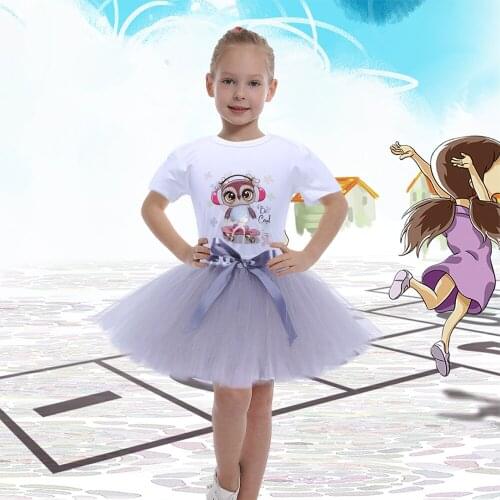 New Arrival tulle skirt girls white shirt dance skirt 4-6y tutu fluffy short summer skirt girl kids skirts for child blouse set