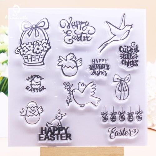 CLEAR STAMPS Easter Sentiments Bird DIY Scrapbooking Card Album Paper Craft Rubber Roller Transparent Silicon Stamp AlinaCraft