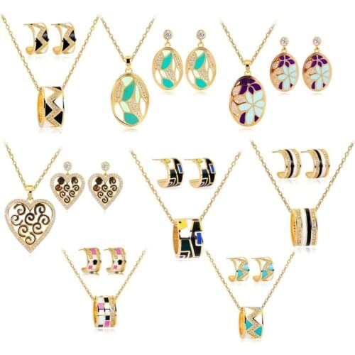 Clearance Rainbow Colorful Different Styles Flower House Water-Drop Alloy Enamel Jewelry Set