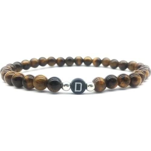 Handmade A-Z Letters Bracelet Natural 6mm Howlite Bracelet Women Men Beads Bracelets Beaded Name Custom Bracelets Couple jewelry