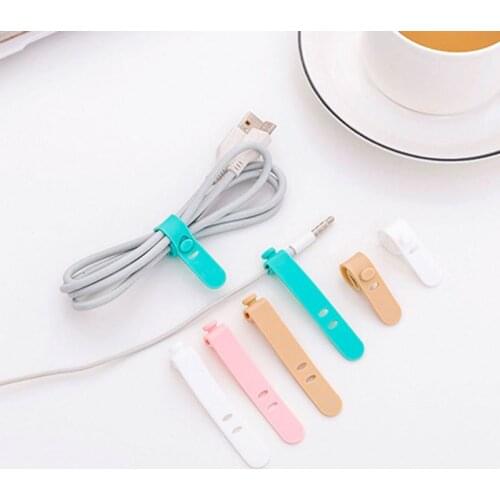 4pcs/set Silicone Strips Earphones Storage Tape Soft Wire Headphone USB Cable Tie Organizer Winder Wrap