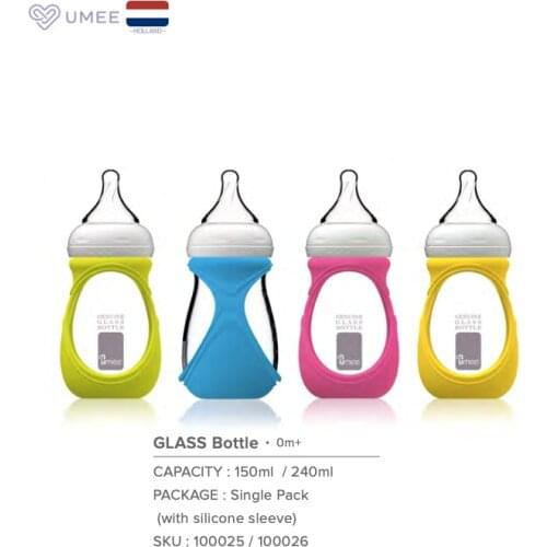 Umee 240ml Baby Feeding Glass Milk Bottle With Colorful Drop Protect Anti Colic With International Patent Mother Touch Teat
