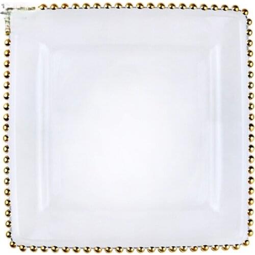 Phnom Penh Wedding Banquet Glass Plate Square Pearl Side Plate Fruit Western Food Glass Mat Steak Plate Tableware