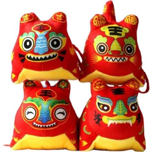 28EC Tiger Mascot Doll Plush Toy Folk Pendant Zodiac Tigers New Year Gifts Random