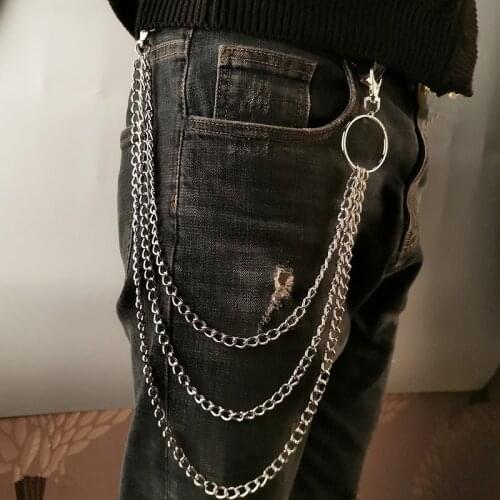 Trendy Punk Keychains Chain Belt Keychain for Women Metal Wallet Hipster Key Chain Pant Keyring Hip Hop Fashion Jewelry