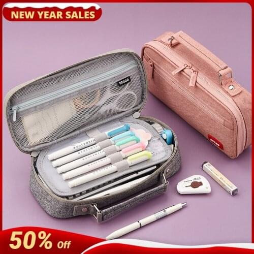 Large Capacity Exquisite Canvas Portable Pencil Case School Pen Case Supplies Pencil Bag Pencils Pouch Stationery