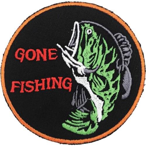 Gone fishing punk biker Patches Clothes Stickers Apparel Accessories Badge