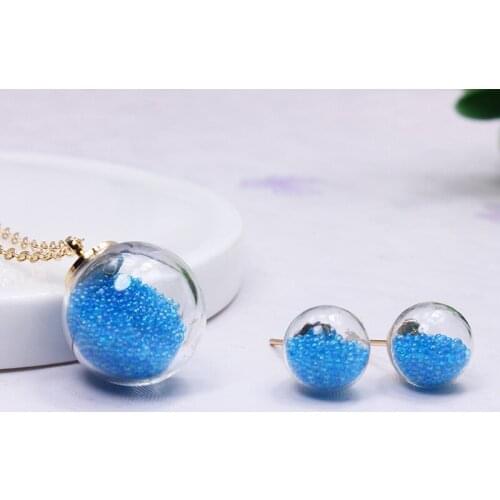 2019 new summer style beads jewelry set stud earrings for women candy color chain necklaces&pendant