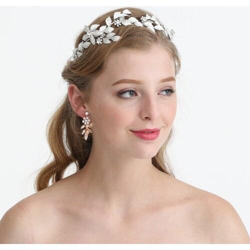 Hand wired White Leaf Headpiece Floral Bridal Hair Accessories Tiara Vintage Wedding Hair Vine Crown Accessories