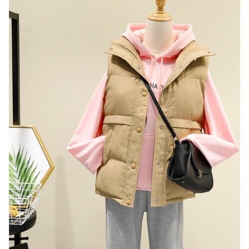 Plus Size Winter Warm Cotton Vest Women Sleeveless Casual Loose Ladies Waistcoat Female Single Breasted Down Vest with Pockets