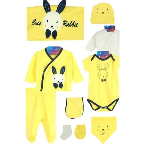 Newborn Baby Girl 10 Piece Hospital Output The Zibin Set Rabbit pattern 100% Cotton Baby Gift Hospital Outfit Baby Set 0-3 months