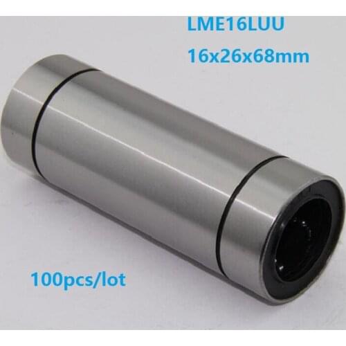 100pcs/lot LME16LUU 16x26x68mm Long linear ball bearing Bushing for 3D printer CNC router parts 16*26*68mm
